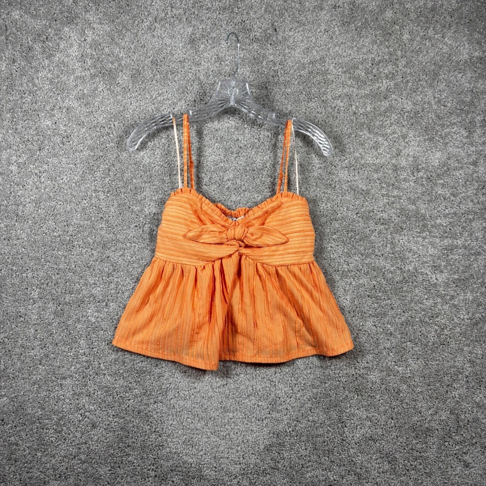Trixxi Los Angeles Orange Smocked Bow Sweetheart Peplum Cami Top Small
